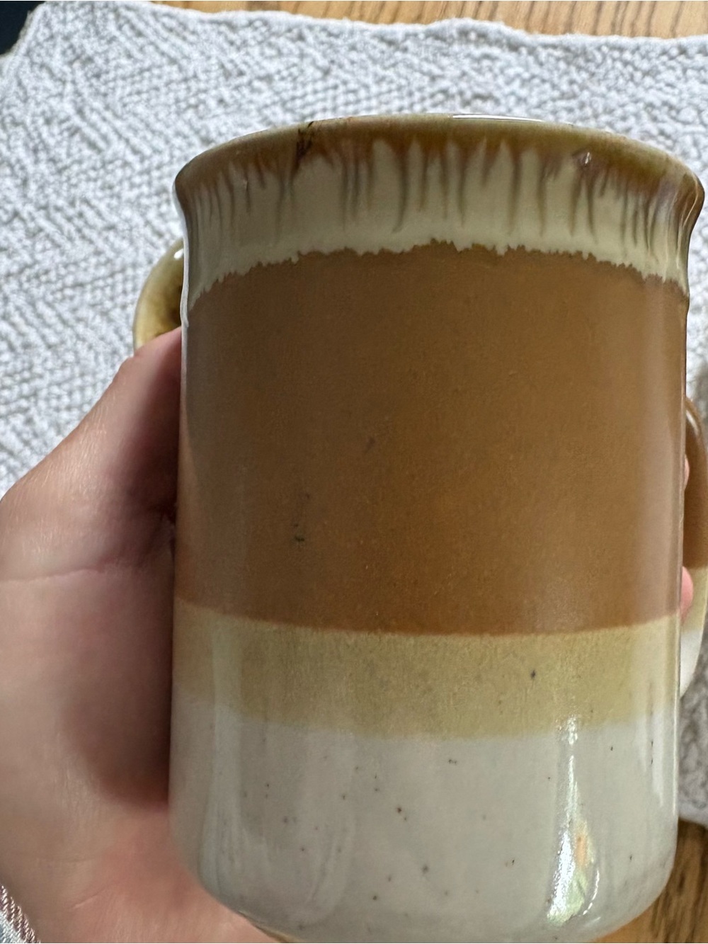 Vintage Drip Glaze Stoneware Mug Set of 4 |Earth Tone Pottery Cabin Cottagecore